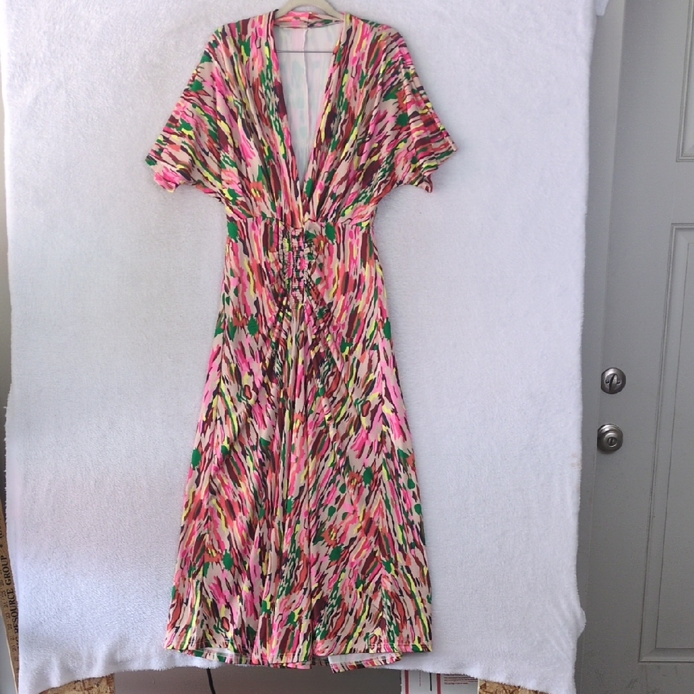 SHEIN Women's Colorful Abstract Artsy‎ Midi Dress Size M